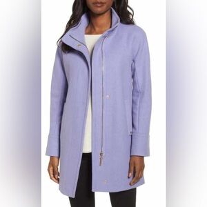Ellen Tracy Lilac Purple Women's Wool-Blend Coat with Funnel Neck Size 2